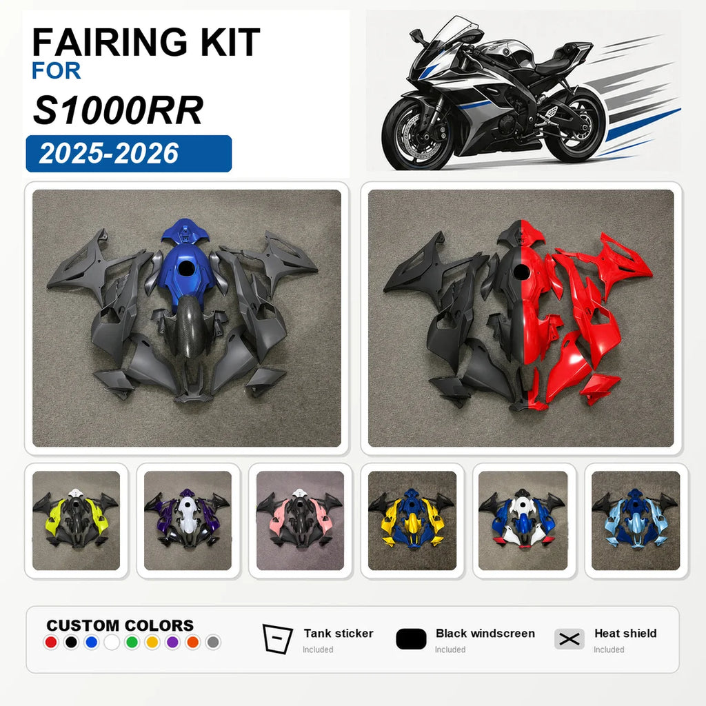 For S1000RR 2025 2026 Motorbike Fairing Kit ABS Plastic Custom Painted Fairings Bodywork Cowl Panels Red Black Blue